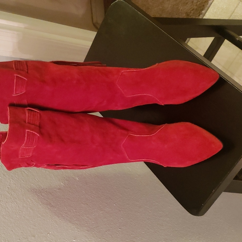Red Leather/Suede Boots